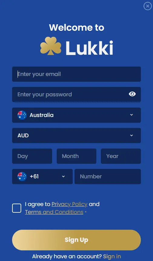 Registration for Free Bonuses